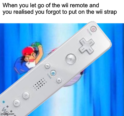 I tried not to let it go | When you let go of the wii remote and you realised you forgot to put on the wii strap | image tagged in ash throws pokball,memes,funny,wii,wii remote,wii sports | made w/ Imgflip meme maker
