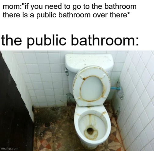 mom:"if you need to go to the bathroom there is a public bathroom over there*; the public bathroom: | image tagged in relatable | made w/ Imgflip meme maker