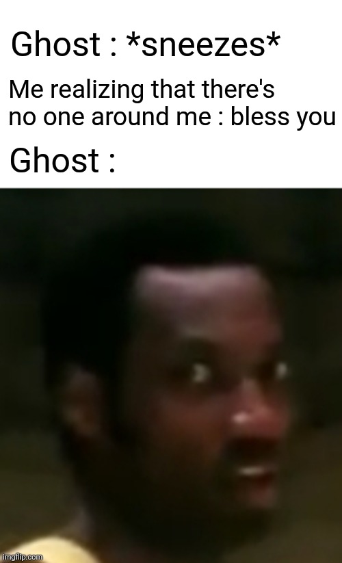 CHECKMATE ghost | Ghost : *sneezes*; Me realizing that there's no one around me : bless you; Ghost : | image tagged in memes,funny,ghost | made w/ Imgflip meme maker
