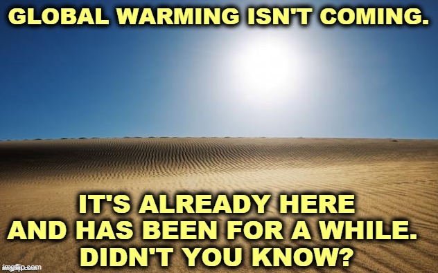 Among the highest ever recorded temperatures. More frequent, more powerful hurricanes and forest fires. More human migration. | image tagged in desert,global warming,climate change,denial | made w/ Imgflip meme maker