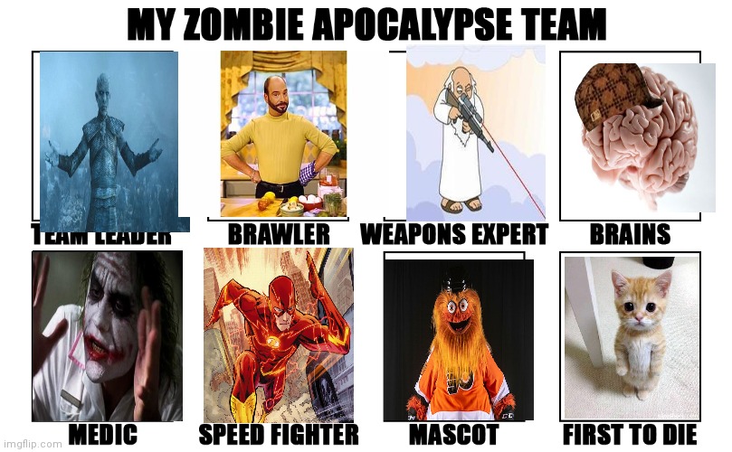 My team | image tagged in my zombie apocalypse team v2 memes | made w/ Imgflip meme maker