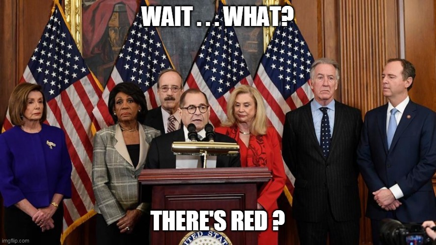House Democrats | WAIT . . . WHAT? THERE'S RED ? | image tagged in house democrats | made w/ Imgflip meme maker