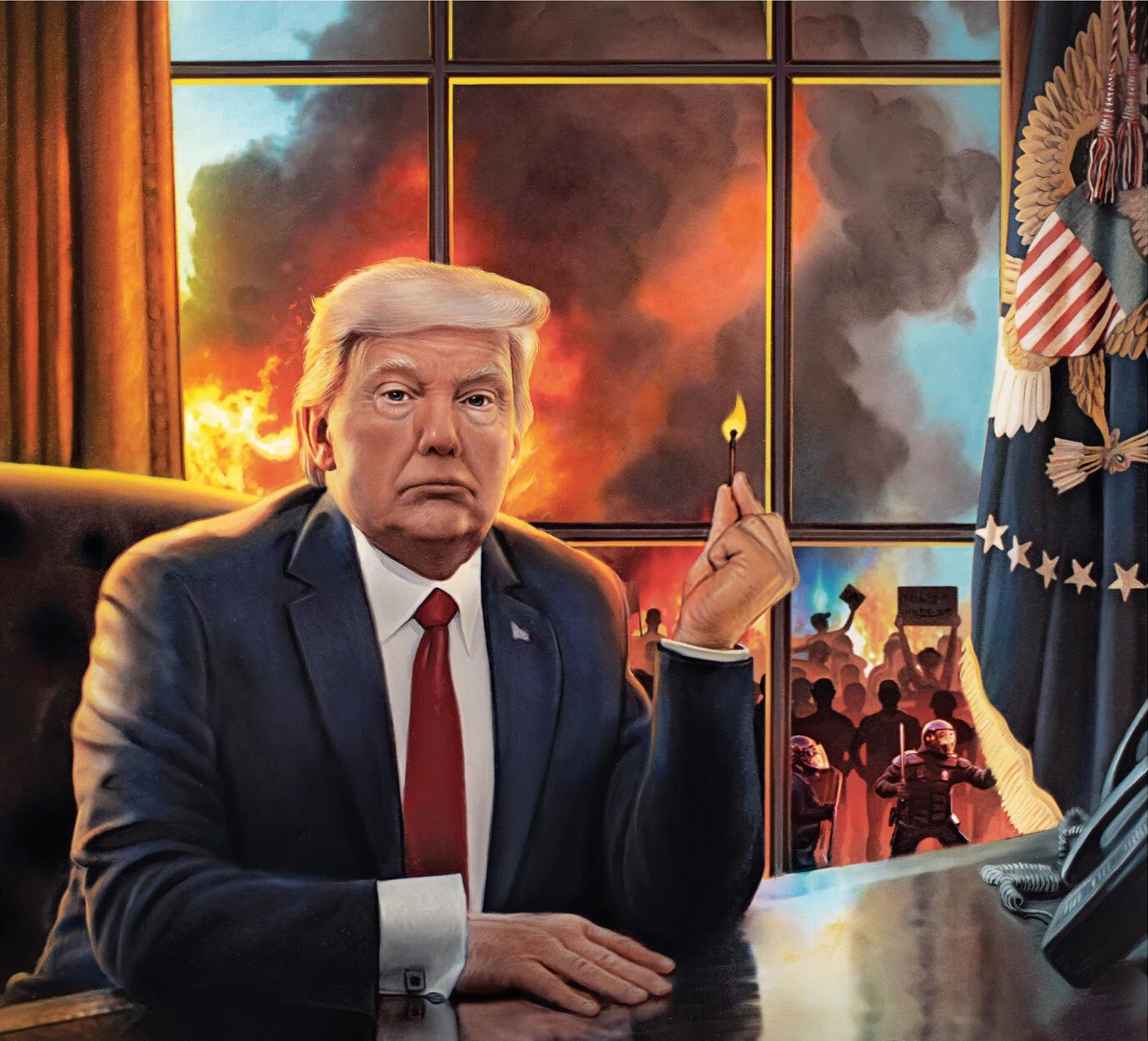 Trump arsonist burns White House, America Blank Meme Template