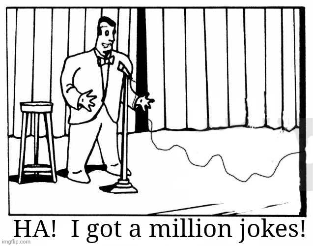 Stand-up comic | HA!  I got a million jokes! | image tagged in stand-up comic | made w/ Imgflip meme maker