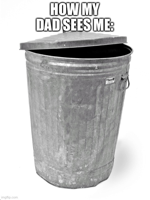 Trash Can | HOW MY DAD SEES ME: | image tagged in trash can | made w/ Imgflip meme maker