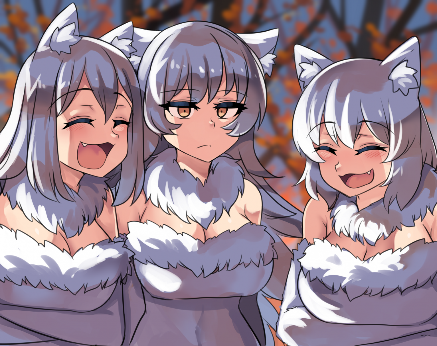 High Quality laughing wolves (anime ver) Blank Meme Template