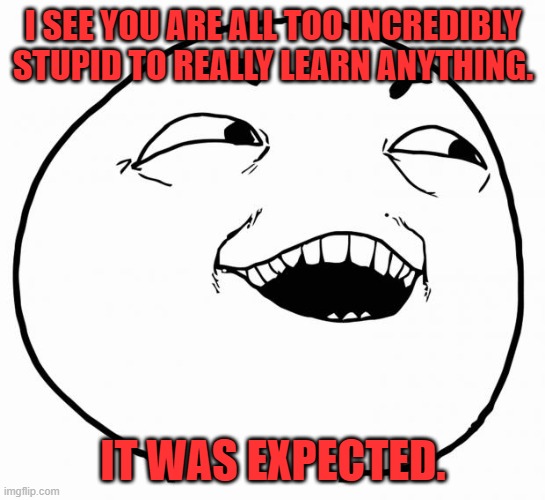i see what you did there | I SEE YOU ARE ALL TOO INCREDIBLY STUPID TO REALLY LEARN ANYTHING. IT WAS EXPECTED. | image tagged in i see what you did there | made w/ Imgflip meme maker