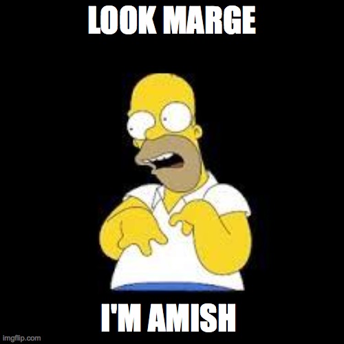 Look Marge | LOOK MARGE; I'M AMISH | image tagged in look marge | made w/ Imgflip meme maker