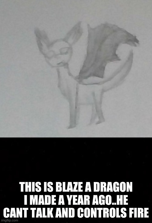 THIS IS BLAZE A DRAGON I MADE A YEAR AGO..HE CANT TALK AND CONTROLS FIRE | made w/ Imgflip meme maker