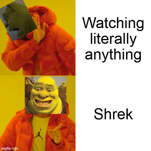 shrek | Watching literally anything; Shrek | image tagged in memes,drake hotline bling | made w/ Imgflip meme maker
