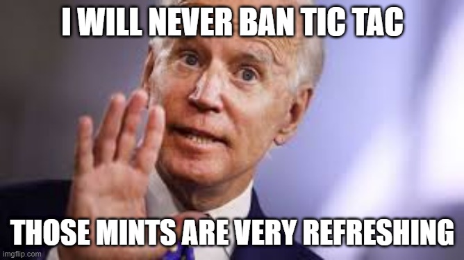 Biden | I WILL NEVER BAN TIC TAC; THOSE MINTS ARE VERY REFRESHING | image tagged in tiktok | made w/ Imgflip meme maker