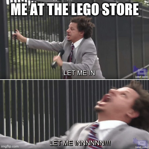 Eric Andre Let me In Meme | ME AT THE LEGO STORE | image tagged in eric andre let me in meme | made w/ Imgflip meme maker