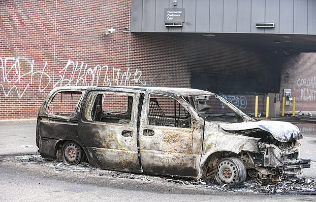 High Quality Car torched by BLM rioters Blank Meme Template