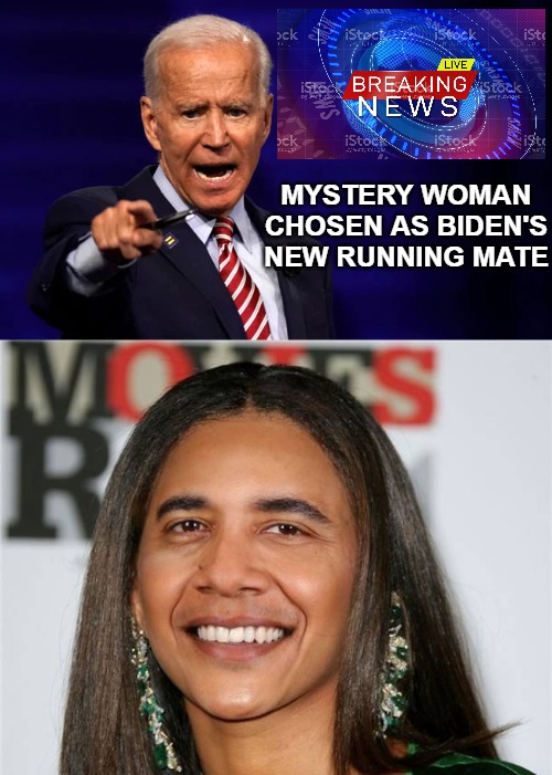 MYSTERY WOMAN CHOSEN AS BIDEN'S NEW RUNNING MATE | image tagged in obama | made w/ Imgflip meme maker