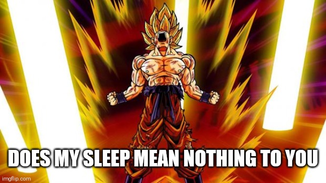 Super Saiyan | DOES MY SLEEP MEAN NOTHING TO YOU | image tagged in super saiyan | made w/ Imgflip meme maker