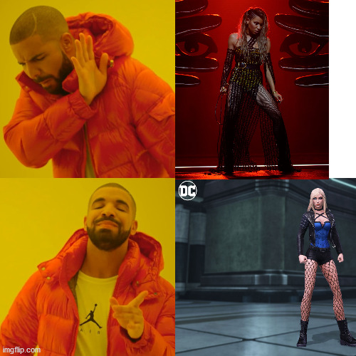 Black Canary's a BAMF not some....Diva-looking chick | image tagged in memes,drake hotline bling,dc comics,dc | made w/ Imgflip meme maker