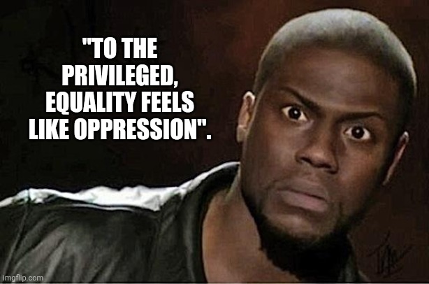 If You Think You're Better Than Someone Else ... They Are DEFINITELY Better Than You | "TO THE PRIVILEGED, EQUALITY FEELS LIKE OPPRESSION". | image tagged in memes,kevin hart,racism,white privilege,racist,fake history | made w/ Imgflip meme maker