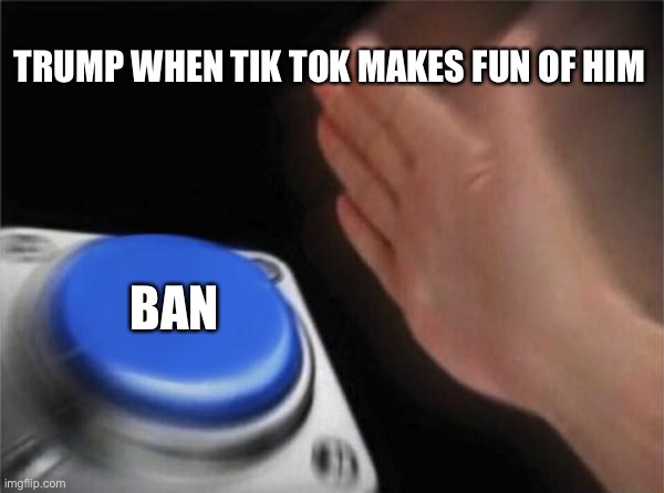 Blank Nut Button Meme | TRUMP WHEN TIK TOK MAKES FUN OF HIM; BAN | image tagged in memes,blank nut button | made w/ Imgflip meme maker
