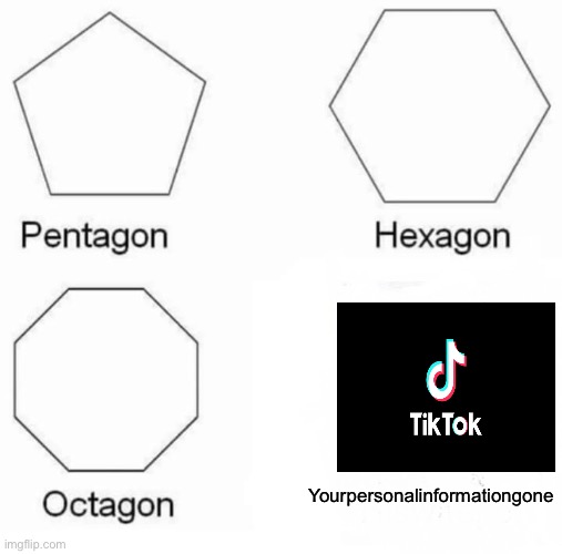 Tik Tok is evil, don’t trust it | Yourpersonalinformationgone | image tagged in memes,pentagon hexagon octagon,tik tok | made w/ Imgflip meme maker