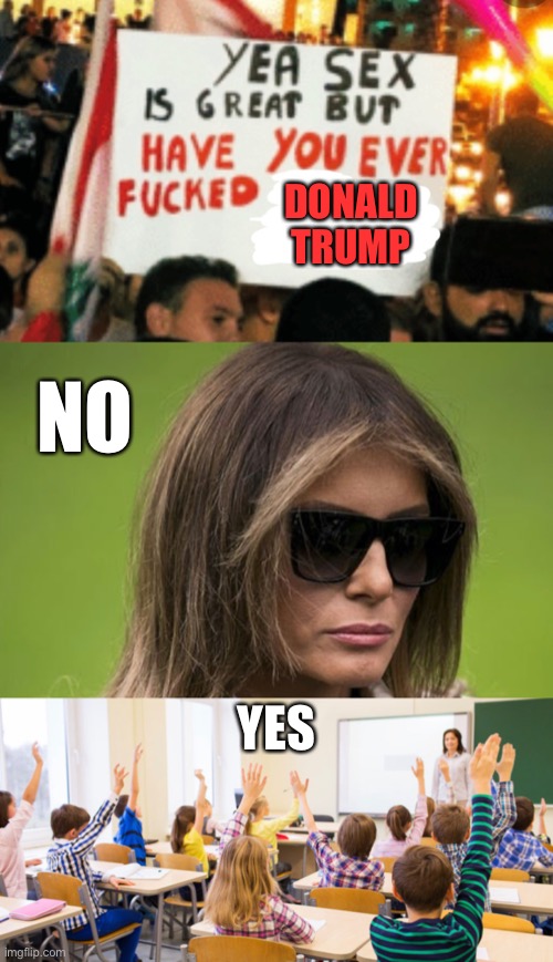 Go big or go home | DONALD TRUMP; NO; YES | image tagged in melania trump,donald trump is an idiot | made w/ Imgflip meme maker