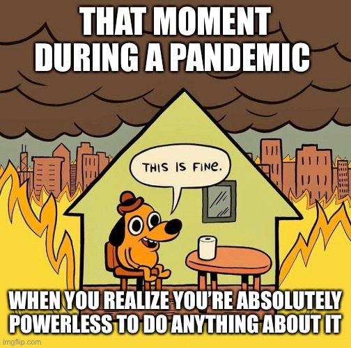 Powerless | THAT MOMENT DURING A PANDEMIC; WHEN YOU REALIZE YOU’RE ABSOLUTELY POWERLESS TO DO ANYTHING ABOUT IT | image tagged in pandemic,funny memes,dog,2020,coronavirus,covid-19 | made w/ Imgflip meme maker