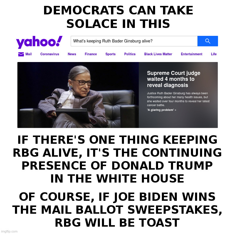 Democrats Can Take Solace In This | image tagged in ruth bader ginsburg,supreme court,cancer,donald trump,joe biden,election | made w/ Imgflip meme maker