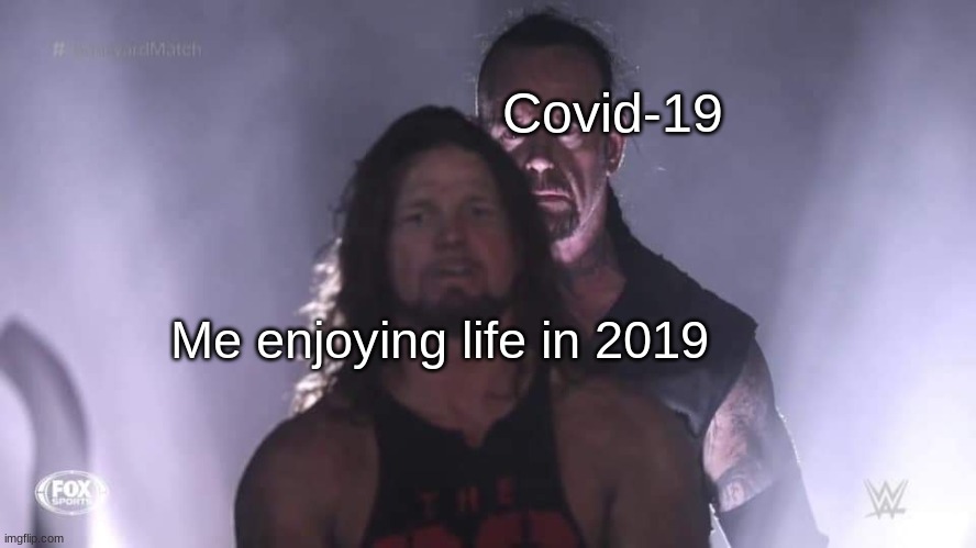Undertaker | Covid-19; Me enjoying life in 2019 | image tagged in undertaker | made w/ Imgflip meme maker