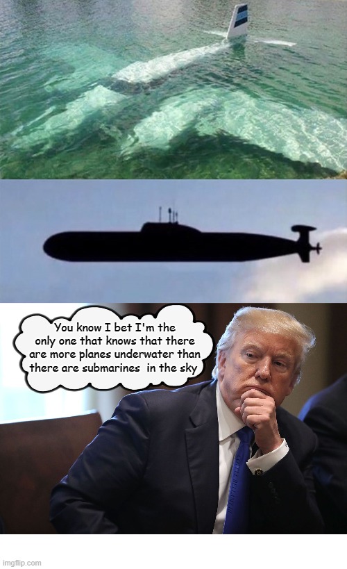 Image tagged in trump stable genius more planes underwater than subs in ...