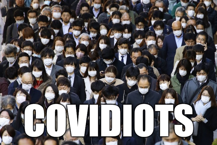 Covidiocy | COVIDIOTS | image tagged in covidiots,covidiocy,lockdown,hoax,plandemic,scamdemic | made w/ Imgflip meme maker