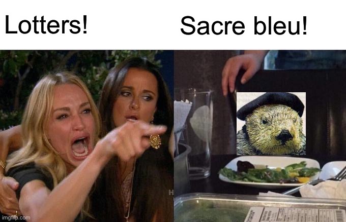 Woman Yelling At Cat Meme | Lotters! Sacre bleu! | image tagged in memes,woman yelling at cat | made w/ Imgflip meme maker