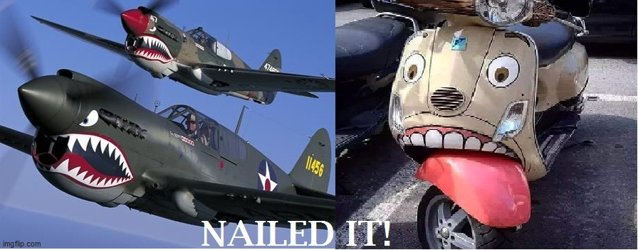 nailed It! | image tagged in plines,scooter,frlyong tigers,vespa | made w/ Imgflip meme maker