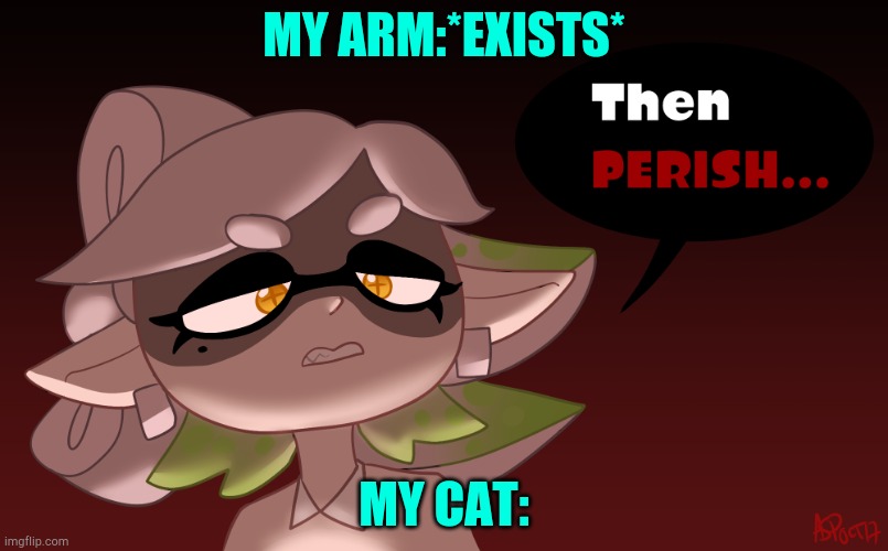 Then Perish | MY ARM:*EXISTS*; MY CAT: | image tagged in then perish | made w/ Imgflip meme maker