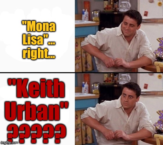 Comprehending Joey | "Mona Lisa"... right... "Keith Urban" ????? | image tagged in comprehending joey | made w/ Imgflip meme maker