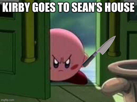 Pissed off Kirby | KIRBY GOES TO SEAN’S HOUSE | image tagged in pissed off kirby | made w/ Imgflip meme maker