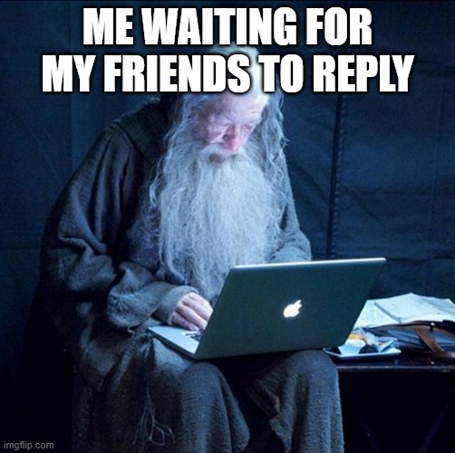 Computer Gandalf | ME WAITING FOR MY FRIENDS TO REPLY | image tagged in computer gandalf | made w/ Imgflip meme maker