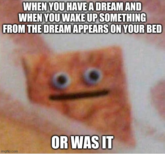 or was it | WHEN YOU HAVE A DREAM AND WHEN YOU WAKE UP SOMETHING FROM THE DREAM APPEARS ON YOUR BED; OR WAS IT | image tagged in one does not simply | made w/ Imgflip meme maker