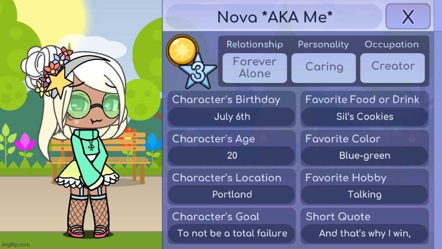 My official Gacha OC profile. | made w/ Imgflip meme maker