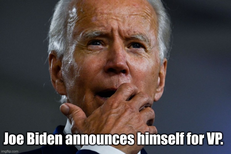 DOH! No surprise here... | Joe Biden announces himself for VP. | image tagged in joe biden,you the real mvp | made w/ Imgflip meme maker