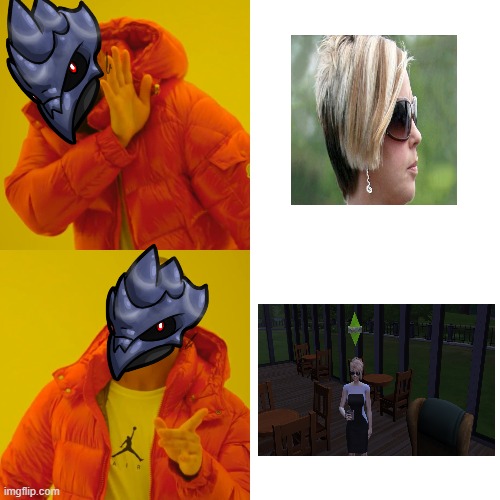 And here's Sims 4 Karen, Karen Starf**ks (CENSORED FOR REASONS). And yeah, it's from my own game. | image tagged in memes,drake hotline bling | made w/ Imgflip meme maker