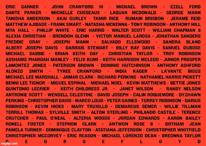 BLM list of police brutality victims | image tagged in blm list of police brutality victims | made w/ Imgflip meme maker