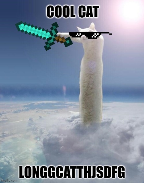 Longcat Apocalypse | COOL CAT; LONGGCATTHJSDFG | image tagged in longcat apocalypse | made w/ Imgflip meme maker