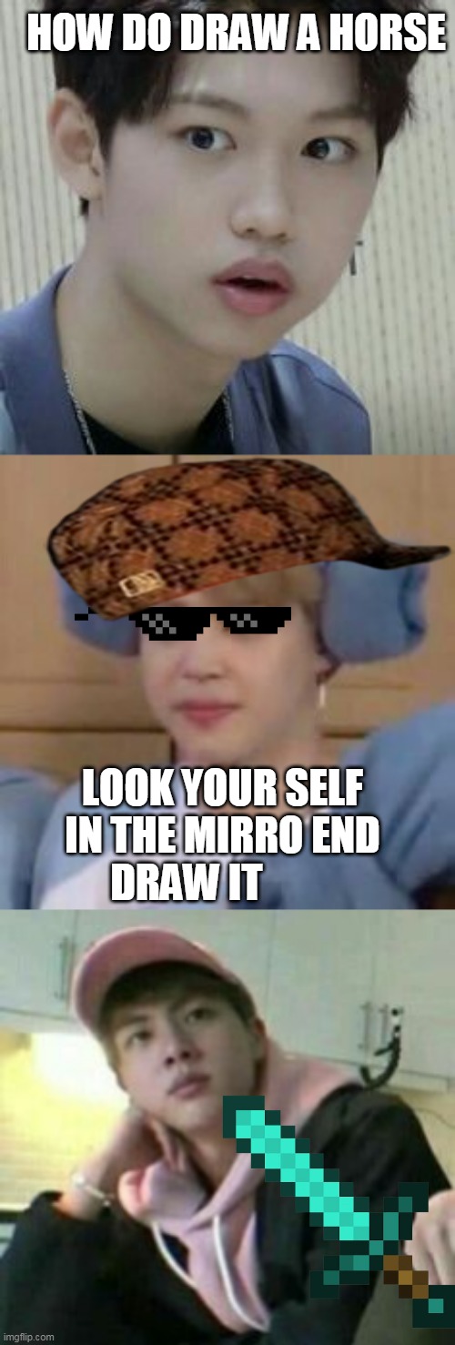 HOW DO DRAW A HORSE; LOOK YOUR SELF IN THE MIRRO END DRAW IT | made w/ Imgflip meme maker