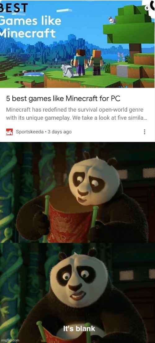 Minecraft for life | image tagged in kung fu panda blank | made w/ Imgflip meme maker