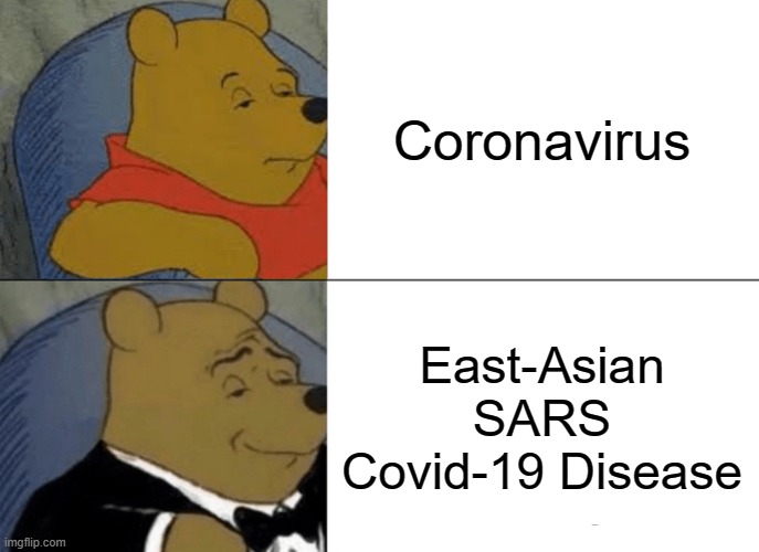 Coronavirus but it's fancy | Coronavirus; East-Asian SARS Covid-19 Disease | image tagged in memes,tuxedo winnie the pooh | made w/ Imgflip meme maker
