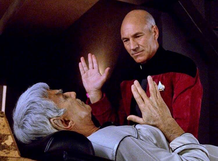 High Quality Picard and Sarek Live Long and Prosper Blank Meme Template