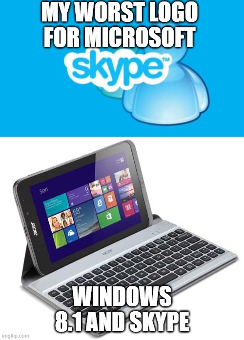 MY WORST LOGO FOR MICROSOFT; WINDOWS 8.1 AND SKYPE | image tagged in microsoft | made w/ Imgflip meme maker