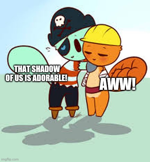 Russell X Handy (HTF) | THAT SHADOW OF US IS ADORABLE! AWW! | image tagged in happy handy htf,happy tree friends,cute | made w/ Imgflip meme maker