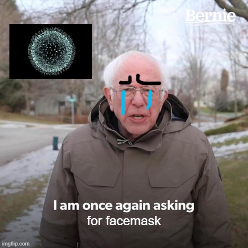 Bernie I Am Once Again Asking For Your Support Meme | for facemask | image tagged in memes,bernie i am once again asking for your support | made w/ Imgflip meme maker