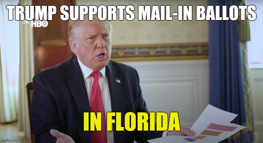 Unbelievable | TRUMP SUPPORTS MAIL-IN BALLOTS; IN FLORIDA | image tagged in trump,mail,voting,ballots,axios,memes | made w/ Imgflip meme maker
