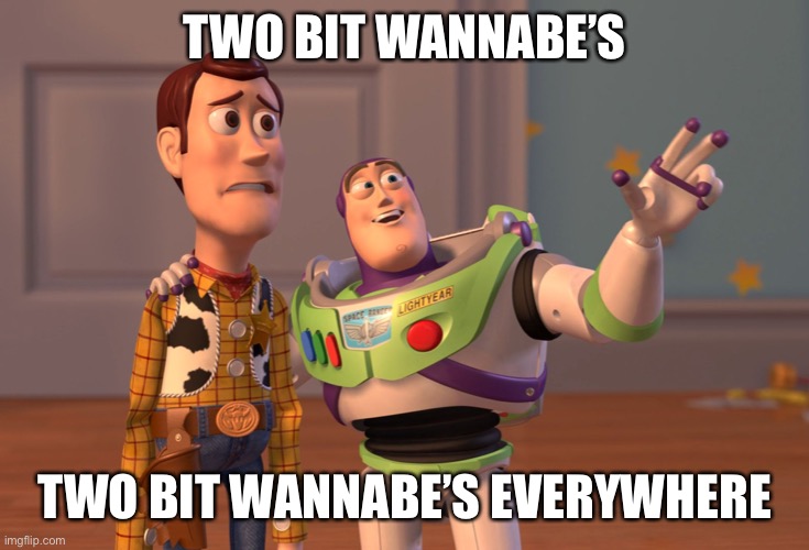 X, X Everywhere | TWO BIT WANNABE’S; TWO BIT WANNABE’S EVERYWHERE | image tagged in memes,x x everywhere | made w/ Imgflip meme maker